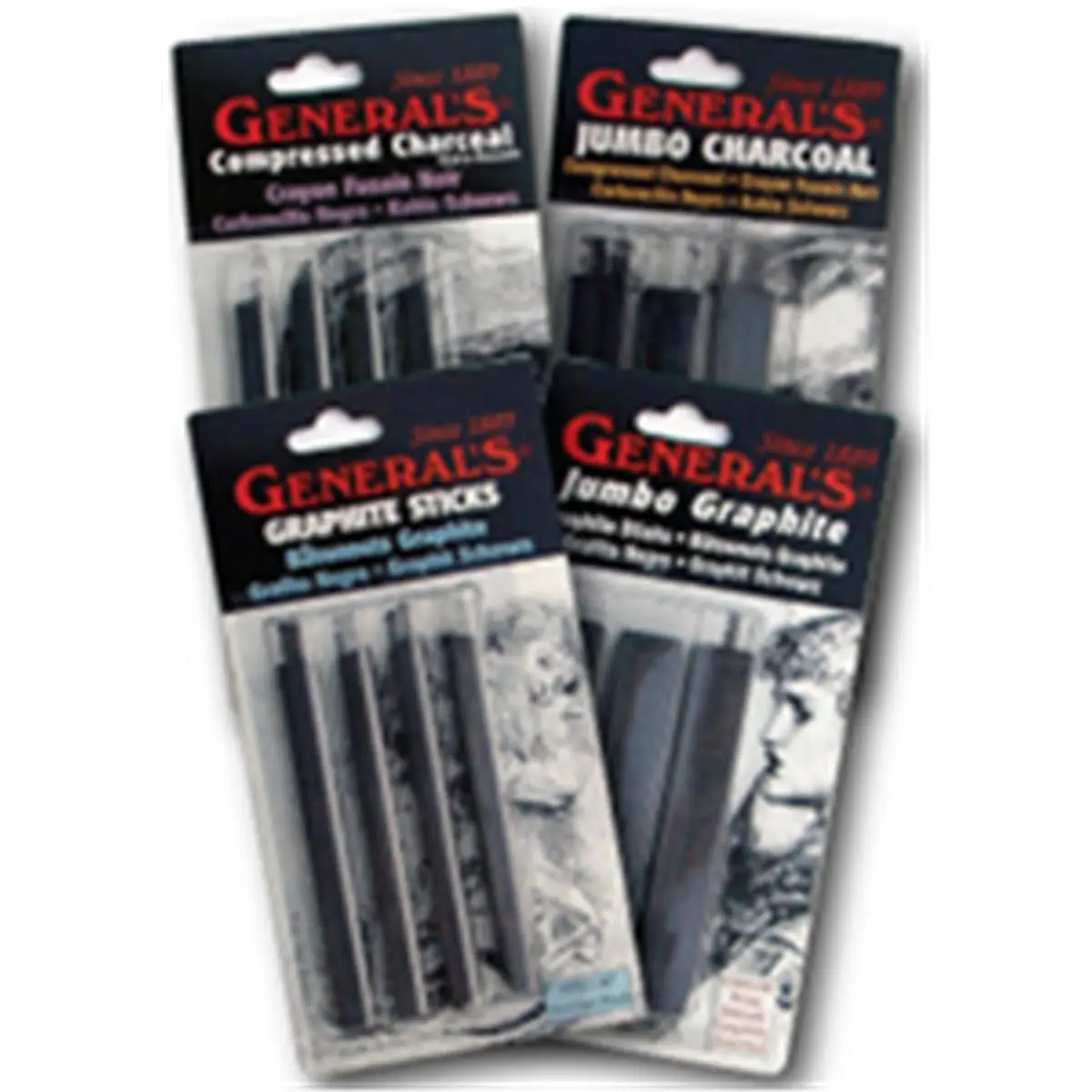 212 MAIN General Pencil 958BP 4-Piece White Compressed Charcoal Set - White Compressed Charcoal Type, Soft Marks, Art Drawing Supplies, Shading Lines Office Stationery Writing Tool