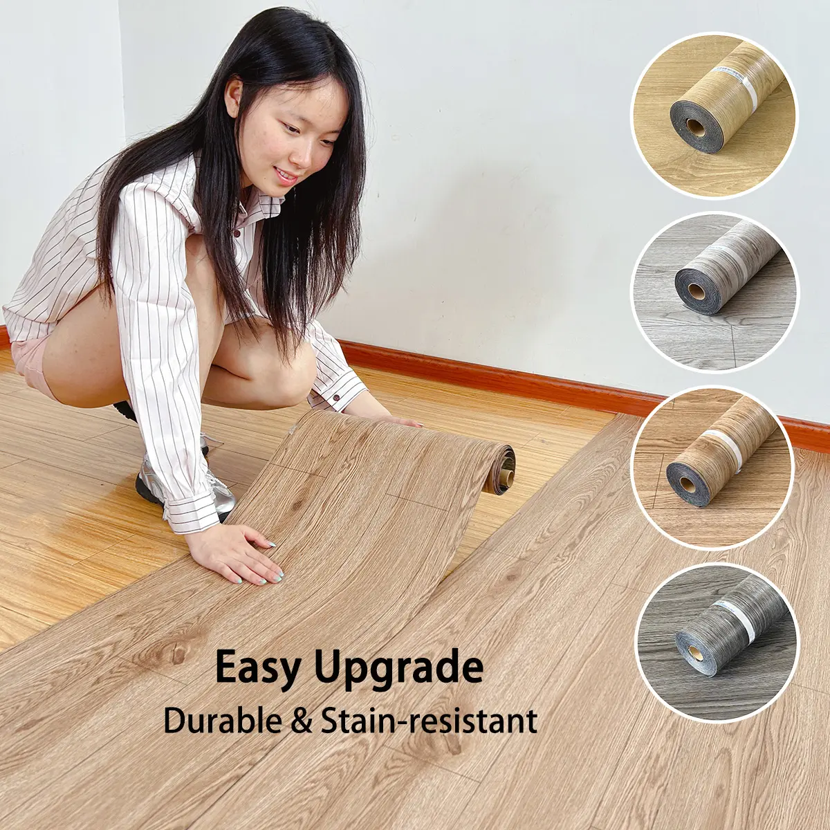 GoldenGrain Modern Stylish Vinyl Flooring Roll & Wallpaper | Self Adhesive Flooring Quick Upgrade Floor Peel And Stick，Floor Tiles, Flooring Stickers, Wallpaper Peel And Stick | Home Decor for Living Room, Bedroom, Bathroom, Kitchen, House Renovation