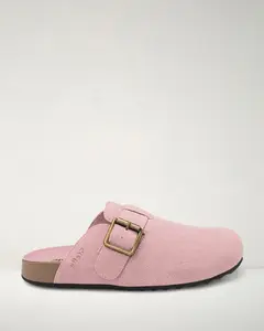 Square Buckle Suede Clogs