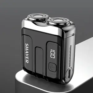 Mini Electric Shaver, Cordless Portable Shaver, Dual Head Magnetic Razor, Portable Beard Trimmer, Independent Display Function, One Button Durable Design, Ideal for Travel and Daily Use