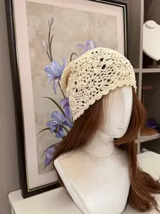 1pc Elegant Solid Color Crochet Beanie Hat, Suitable For Spring/Autumn, Casual, Party, Perfect For Holiday Celebrations, Fashion Headwear, Lightweight Cap