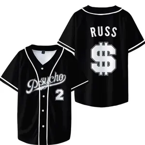 Russ Merch Baseball Jersey V Neck Short Sleeve Shirt Unisex Fashion Casual Clothing Tops