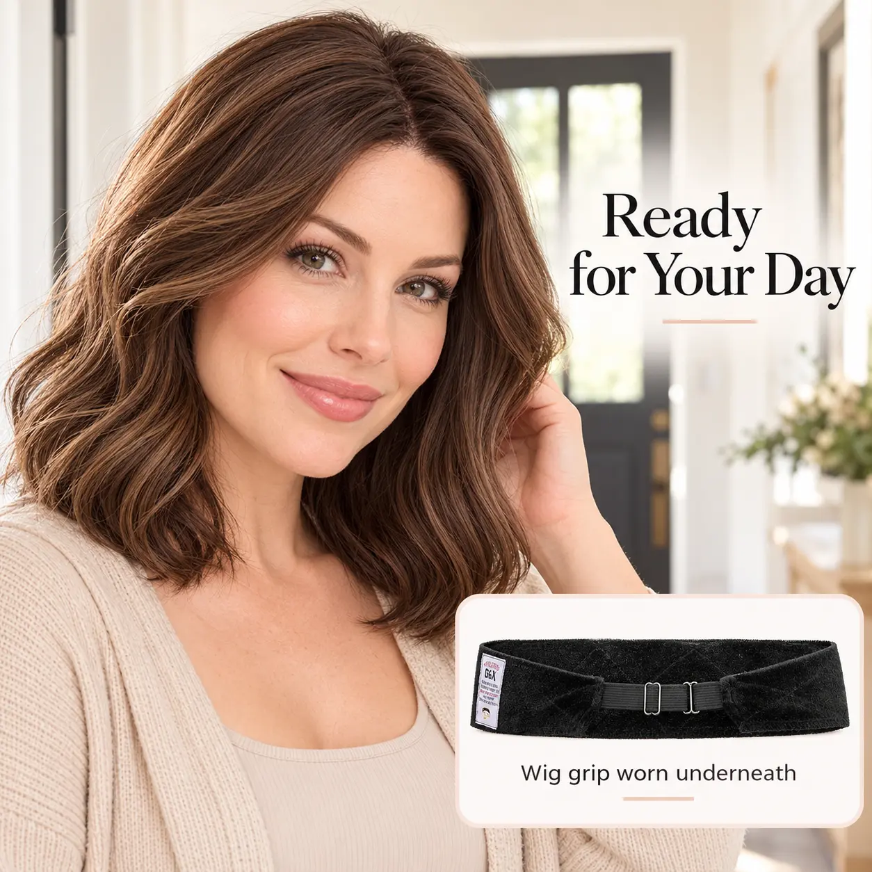 GEXWORLDWIDE GEX Wig Grip Headband - Adjustable Elastic Closure, Breathable Velvet Fabric, No-Slip, Headband Accessories for Wigs to Prevent Headaches, Scarf Head Hair Band