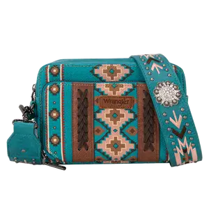 Wrangler Ladies Aztec Printed With Wallet Comparment Turquoise Crossbody Purse WG2207-3003TQ