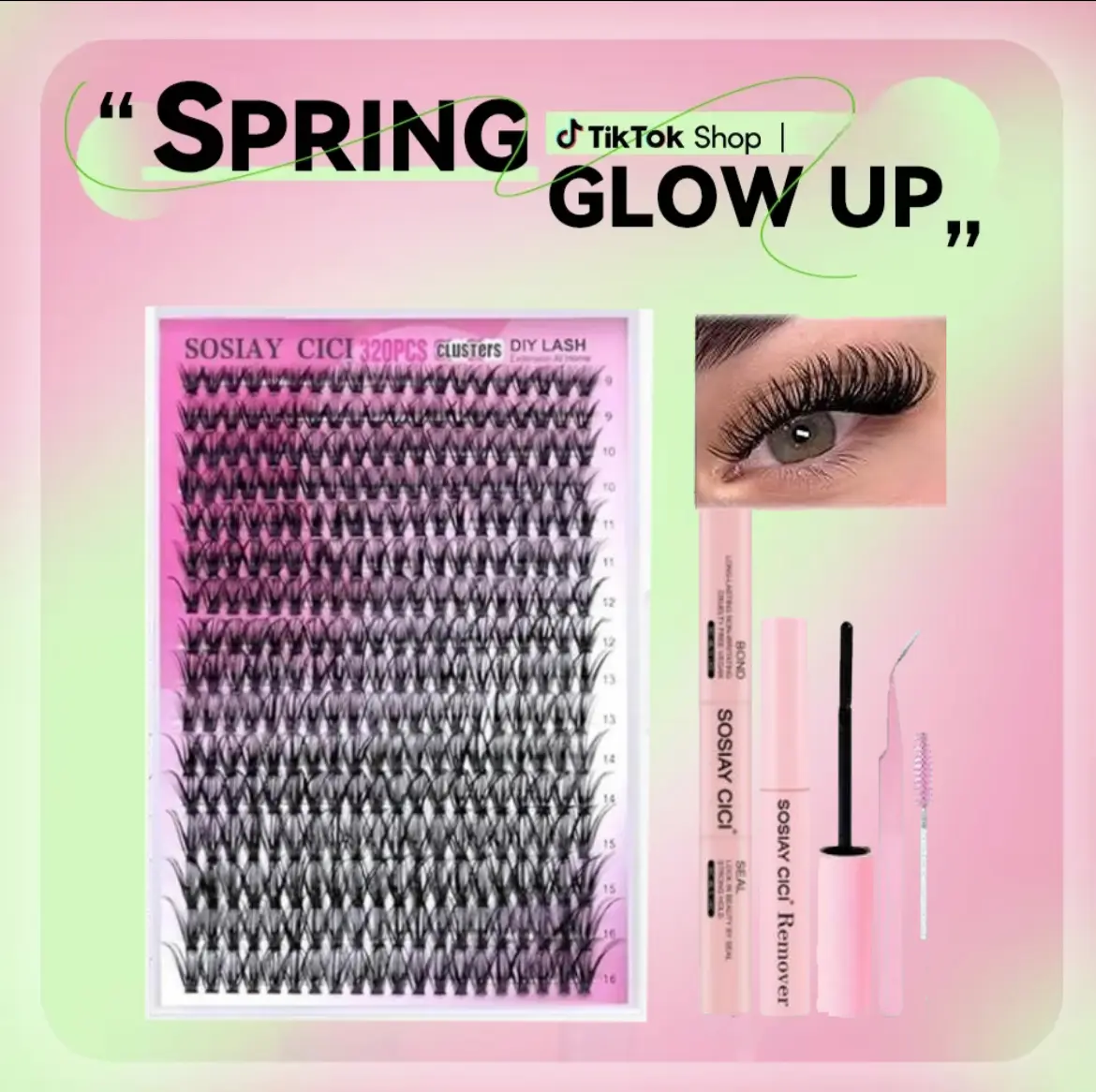 DIY Lash Extension Kit 320pcs Lash Clusters Eyelash Extension Kit with Lash Bond & Seal, Lash Remover, Lash Tweezers, 9-16MM Wispy Lash Clusters Kit D Curl Individual Lashes Kit Eyelash Clusters - 40D(320PCS)/ 80+100D(280PCS) Cosmetic
