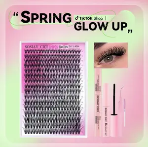 DIY Lash Extension Kit 320pcs Lash Clusters Eyelash Extension Kit with Lash Bond & Seal, Lash Remover, Lash Tweezers, 9-16MM Wispy Lash Clusters Kit D Curl Individual Lashes Kit Eyelash Clusters - 40D(320PCS)/ 80+100D(280PCS)