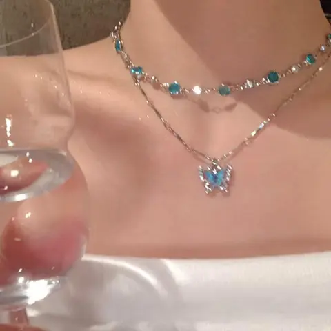 Women's Elegant Butterfly Design Layered, Exquisite Trendy Choker, Chic Jewelry As Gift for Girlfriend, Dainty Layering Jewelry, Necklaces