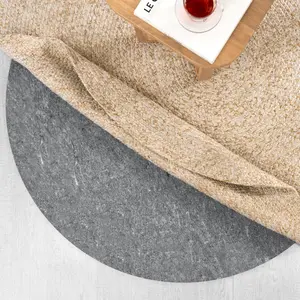 8' Round Premium Surface Rug Pad Gray - Anji Mountain: Skid-Resistant, Recycled Synthetic Fibers, 8 ft Round