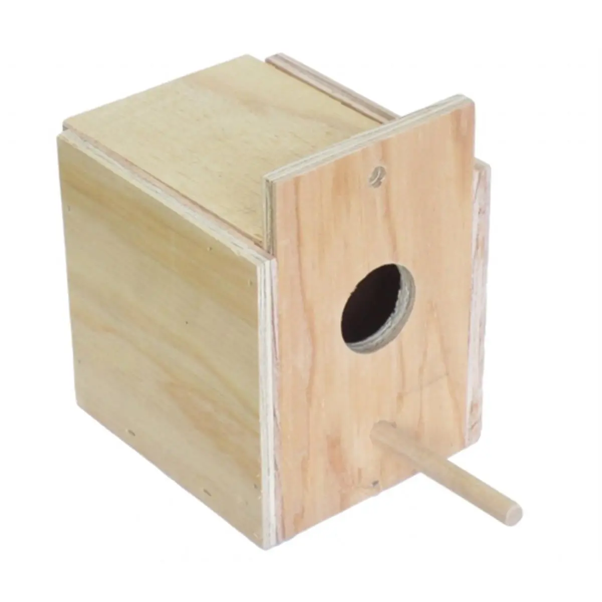 212 MAIN Small Plywood Bird Nest Box, Exterior-Mount Wooden Bird Habitat with Detachable Perch, Easy Cleaning Design, Prevents Rolling Feature