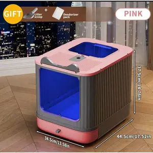 Smart Self-Cleaning Cat Litter Box - Extra Large Enclosed Toilet with UV Sterilization & Odor Control, Top Entry & Front Drawer, for Cats Up to 44 lbs