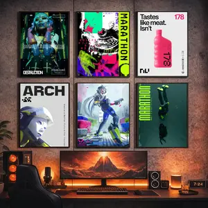 Marathon Game Poster Sci-Fi Wall Art Futuristic Decor Print for Gaming Room Home Office Aesthetic