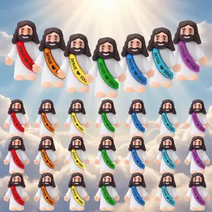 25PCS Mini Jesus Figures Bulk – Jesus Loves You Tiny Figurines, Cute Religious Party Favors for Easter Christmas, Hide and Seek Toys, Sunday School Baptism Gifts