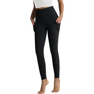 7 Women's Leggings with Pockets High Waist Cotton Yoga Pants Workout Running Athletic Capris