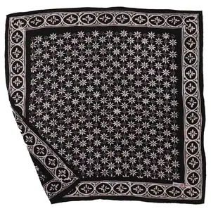 Hand Dyed Batik Bandana, Dark Floral Flower, Soft Cotton, Black Mirage, Square, Scarf, Festival, Safari Face Cover Gift Kerchief, Geometric