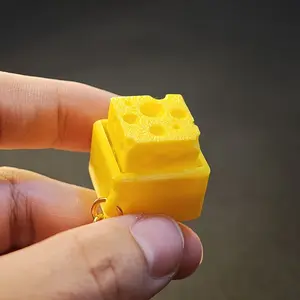 Cheese-Shaped Mechanical Button Pendant Keychains, Vibrant, Unique, Ideal Gift for Friends, Durable Plastic, Casual Accessories, Durability