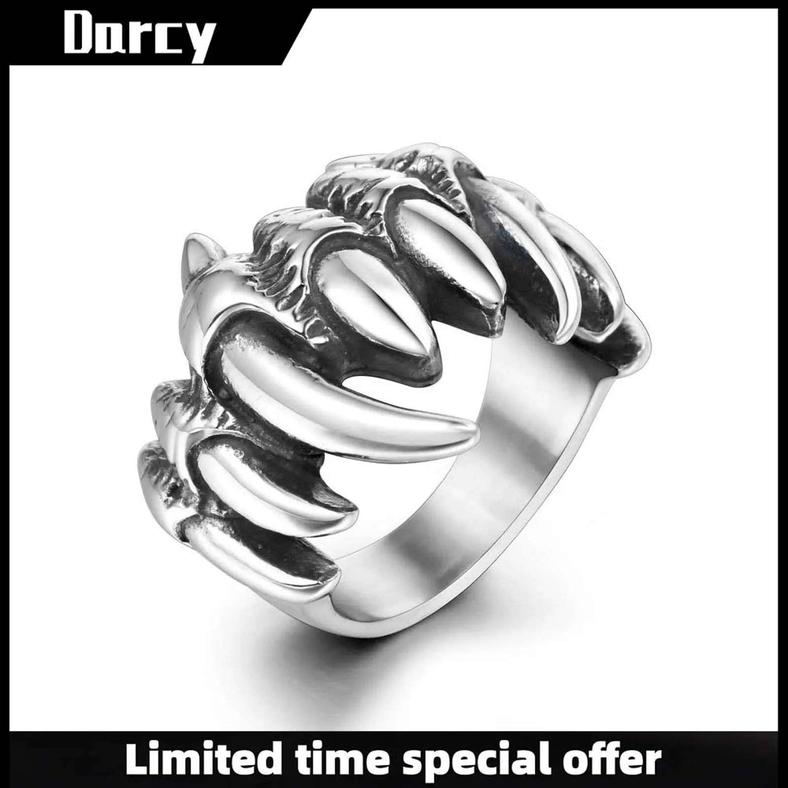 Retro personality creative dark skull ghost hand ring punk trend Gothic style domineering unisex jewelry