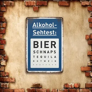 1pc Vintage Alcohol Vision Test Metal Aluminum Sign - Funny German Beer Chart Design with Beer Glasses Pattern, 12X8 Inch Vertical Aluminum Sign Wall Decor for Man Cave, Bar, Kitchen Decoration - Men'S Humor Theme Birthday Gift, Pub Decoration