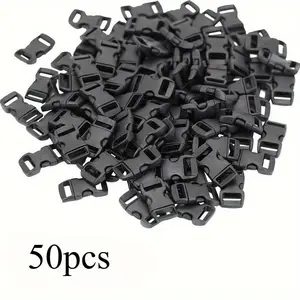50pcs Curved Quick Release Buckles for DIY Paracord Bracelets & Small Dog Collars - Durable, Easy-to-Use Clips for Crafting and Accessories Making, Pet Collar Clips | DIY Craft Supplies | Plastic Construction