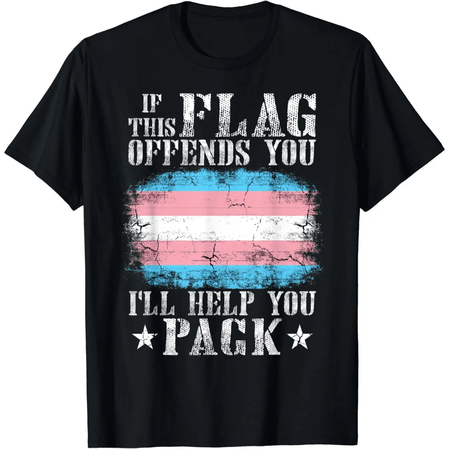 Women's 100% Cotton Short-Sleeve Trans Rainbow Pride Tee - If This Flag Offends You Design, Straight Fit, Everyday Casual Soft Transgender Top for Women, Shortsleeve, Unisex
