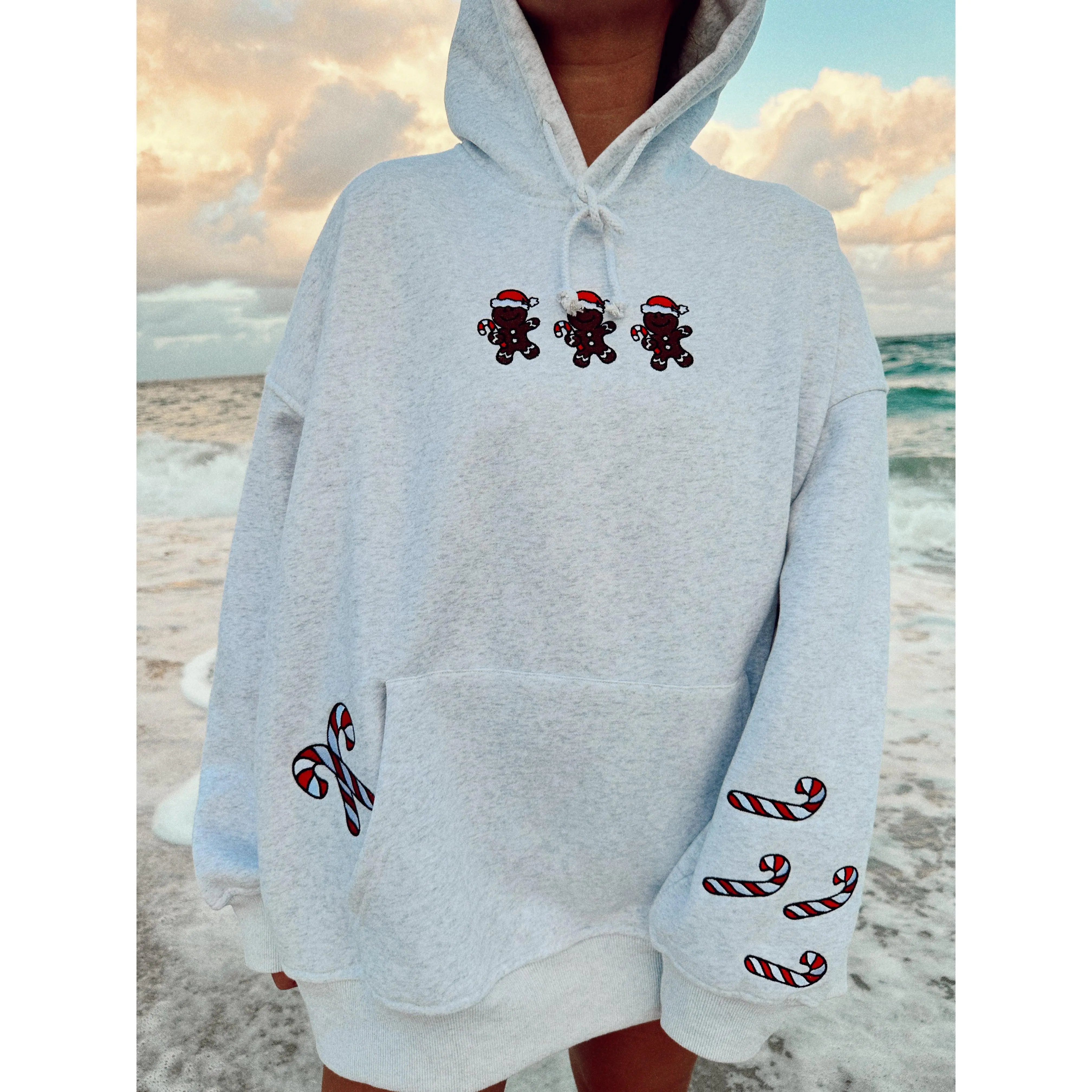 Pearl Grey Gingerbread Recipe Christmas Embroider Hoodie christmas sweatshirt