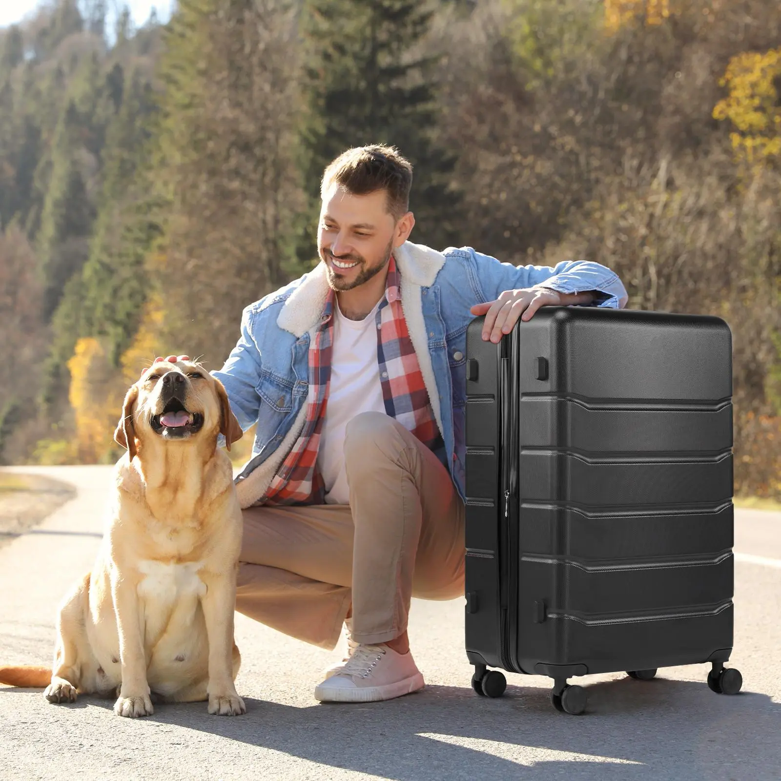 Blue Expandable Hardside Luggage with TSA Lock - Lightweight ABS Spinner Suitcase | 360° Double Wheels & Durable Design | 3 Sizes (20"/24"/28") | Choose Single or 3-Piece Set (20"+24"+28")