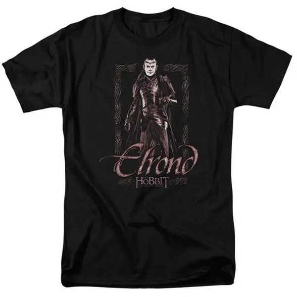 Casual The Hobbit Graphic T-Shirt, Basic Crew Neck Tee with Elrond Stare Print, Preshrunk Short Sleeve for Adult 18-1, Cotton, The Hobbit-Elrond Stare Design, Two-Needle Cover Stitching