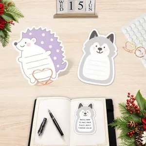 YOOMA Hedgehog and Wolf Designs Sticky Notes,Cute Sticky Notes Collection, Perfect for Daily Planner, Reminders,Sticky Notes for Daily Convenience and Quick Notes, 100-Pack with100pcs Stickers+3pcs Mental Note Card Clip, Cute Animal Notepads