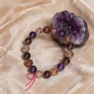 Natural Purple Titanium Quartz Bracelet - The Ultimate Manifestation & Calm Crystal