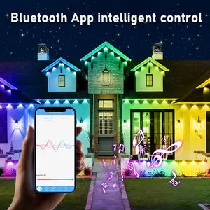 Bluetooth RGBIC Outdoor Modern Eaves Wall Lights, App-Controlled, IP67 Waterproof, UV-Resistant, Triangular Beam Home Decor, Suitable for Christmas and Everyday Roof Lighting