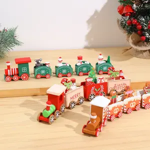 New Christmas Wooden Train Merry Christmas Decoration for Home 2025 Navidad Xmas Tree Ornament Gingerbread Man Train New Year 2026 Gifts