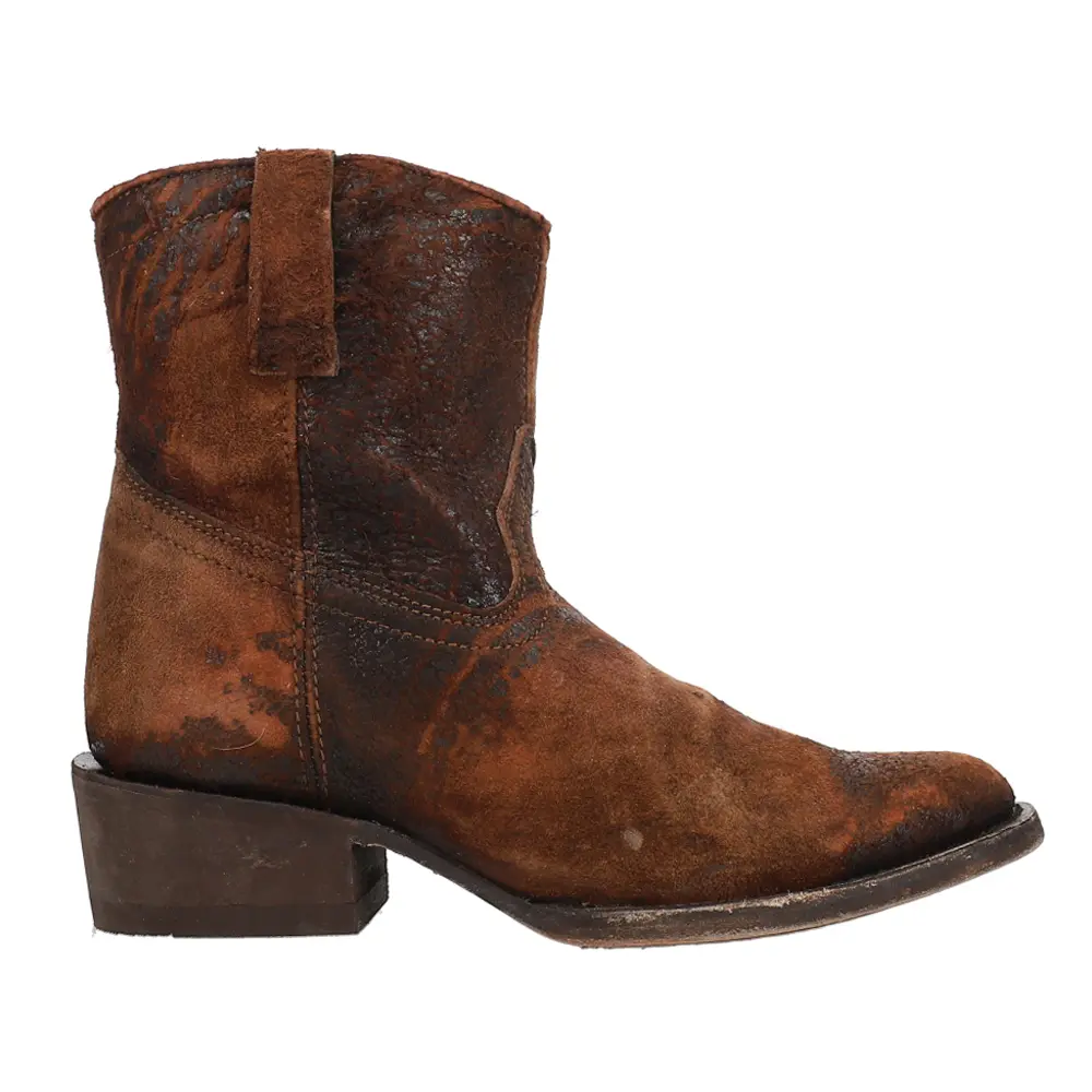 Corral Boots Womens Lamb Pull On Round Toe  Casual Boots Ankle Mid Heel 2-3" - Brown
