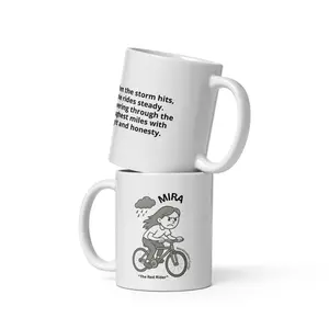 MIRA aka "The Red Rider" White glossy mug