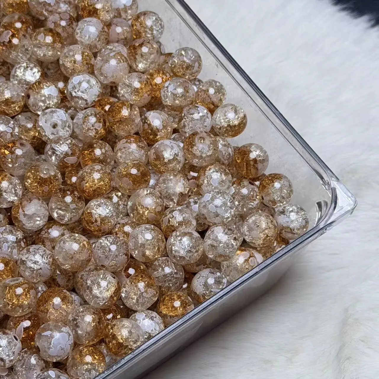 【A231】Amber Crackle Spherical Beads  /75ml