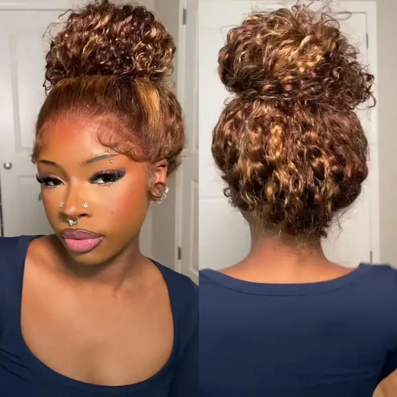 ISEE HAIR Wear Go Water Wave Highlight Brown 360 Pre-Cut Lace Frontal& Pre-Plucked Hairline Glueless Wig Invisi Draw-strings Glueless Human Hair Wigs Full Frontal Combs Vacation Hair #SummerWins #DealsForYouDays