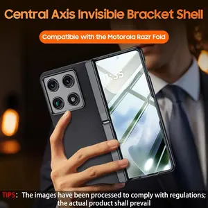 Front Screen Protector Foldable Phone Case Compatible with Motorola Moto Razr Fold,Hidden Kickstand, Equipped with Tempered Glass Screen Film, Shockproof Protective Cover, Features Durable Protection and Stable Grip Design