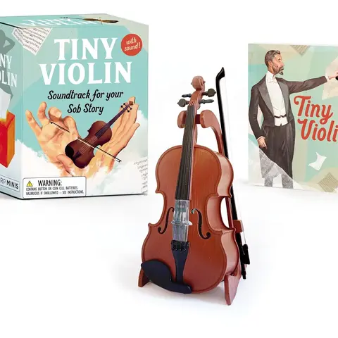 Tiny Violin Mini Sound Toy with Strings, Bow, Book, Display Stand & Chinrest - Soundtrack-Infused Funny Gag Gift for Friends, 2026 Christmas Stocking Stuffer