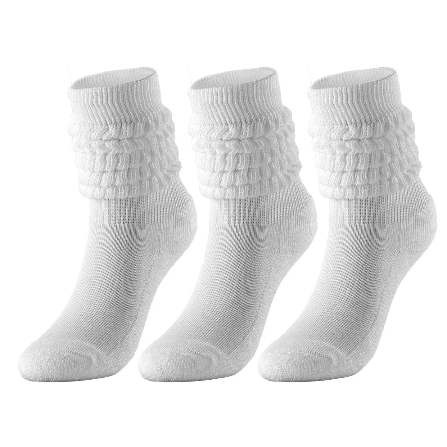 Women's Cozy 3-Pair Scrunch Long Crew Socks -  casual comfy sock,Soft, Breathable Fabric Socks for Working Out, Casual, Vintage Activewear Outfits, Size 5-9 Chic Style slouch socks ,scrunchie socks ,scrunch socks,Womenswear