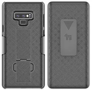 Case with Clip for Note 9, Nakedcellphone Black Kickstand Cover with [Rotating/Ratchet] Belt Hip Holster Combo for Samsung Galaxy Note 9 (SM-N960)