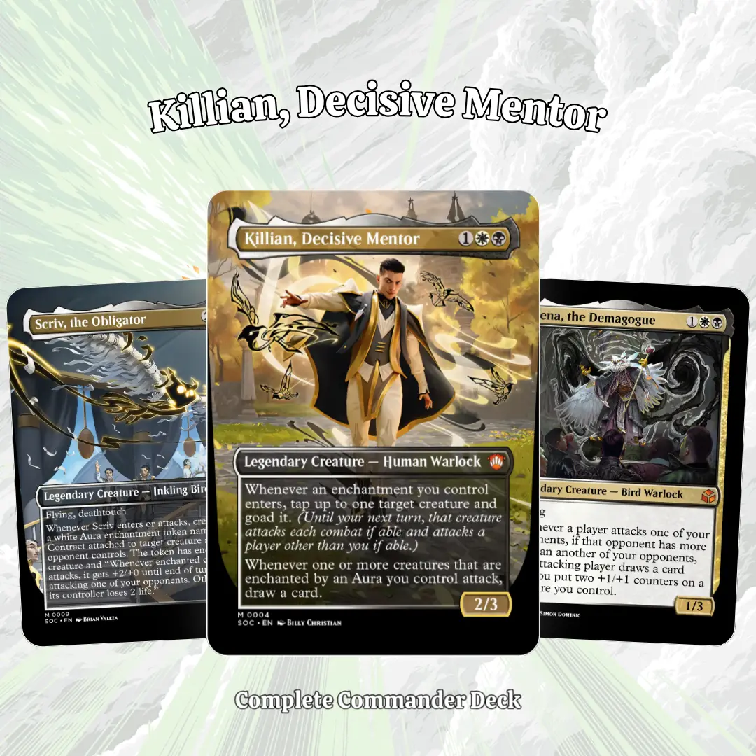 Proxy 100+ Card Commander Deck Killian Decisive Mentor Silverquill Influence Premium Aura Enchantment Ready to Play Magic Style Deck Perfect Gift for Collectors and Card Players