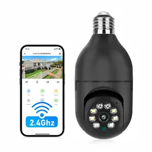 Dual-Lens Smart Light Bulb Security Camera - Full Color Night Vision, 5G/2.4G Dual-WiFi, 2-Way Audio, Motion Detection, Easy Installation, US Local Cloud, Cord Safety Socket, Father's Day Gift