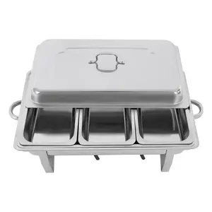 3 Compartment Buffet Chafing Dish Set Stainless Steel Food Warmer with Lid Water Pan for Restaurants Weddings Parties Catering Events Dishwasher Safe