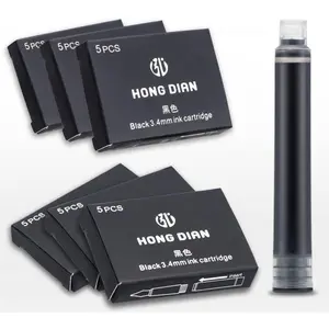 Fountain Pen Ink Cartridges Black Color, Set of 30 Refill Ink Cartridges, 3.4 mm Bore Diameter