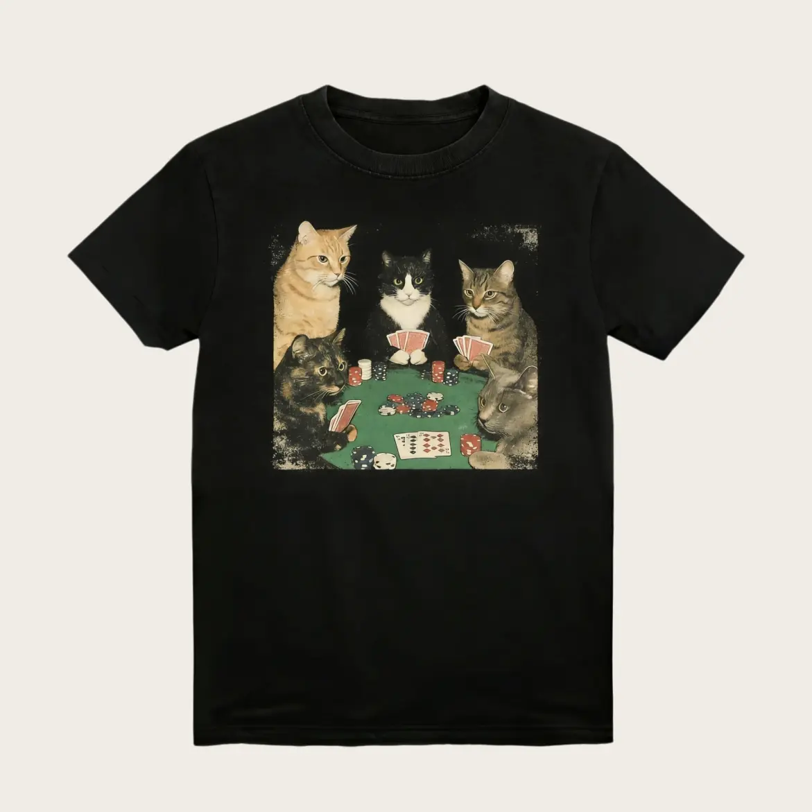 Funny Animal Graphic Tee, Royal Flush Felines T-Shirt, Cat Shirt, Gifts For Friends, Unisex Meme Cringe Funny Shirt, Menswear Womenswear Streetwear