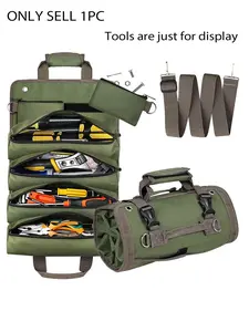 Multi-pocket tool roll bag with shoulder strap, tool storage organizer, foldable tool tote bag for home and car repairsOnly 1 piece for sale