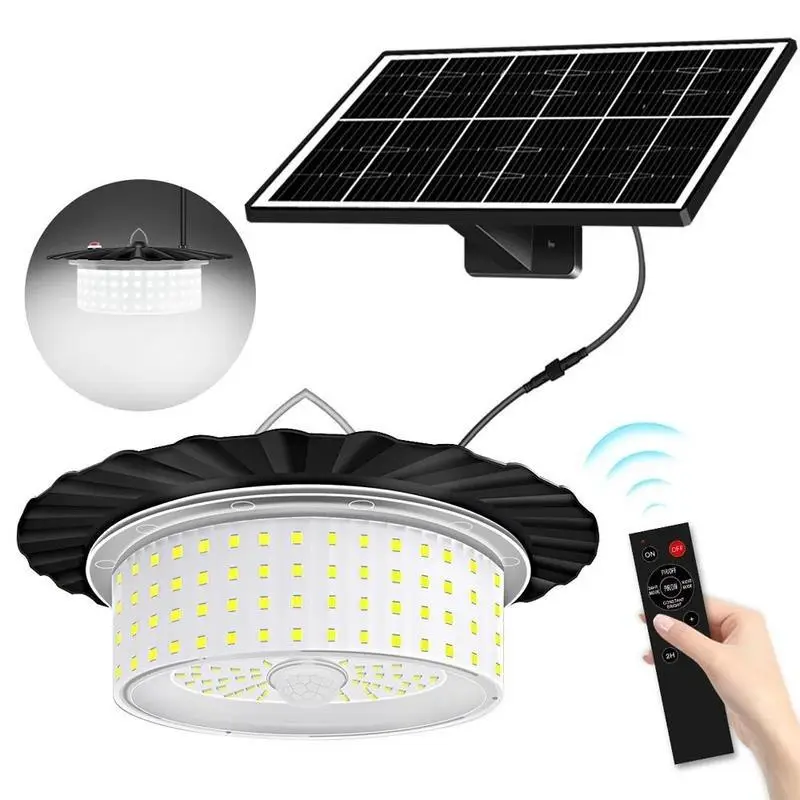 224-LED Solar Pendant Light with Moving Sensor for Summer, 5 Modes Waterproof Floodlight with Wireless Remote Control, 360° Solar Lights Outdoor, LED