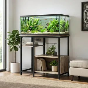 GAOMON 40-50 Gallon Fish Tank Stand with Power Outlets, Heavy Duty Metal and Wood Aquarium Stand with 4-Tier Open Storage Shelves and Sturdy Legs.