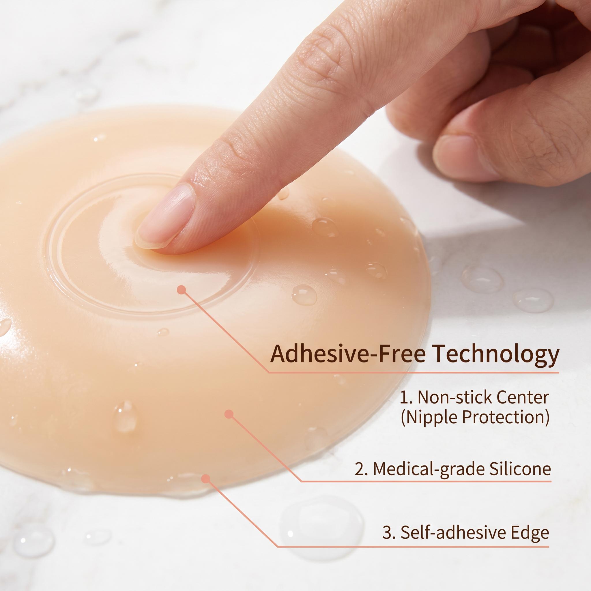 Medical Grade Non Toxic Silicone Sticky Circles Womenswear Underwear Full Coverage Seamless Adhesive Bra Pads Reusable Nip Nook Pasties for Women Anti Chafing Invisible Breast Covers Lifters Washable 10 Wears