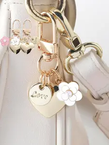 Heart Flower Bag Charm Keychain, Cute Fashion Phone Decoration, Perfect Gift for Girls, Elegant Ladies Accessory, Keychain Bag Pendant