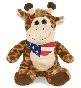 SUPER-SOFT PLUSH - SITTING GIRAFFE WITH USA FLAG BANDANA