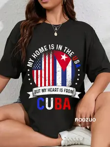 100% Cotton Cuban American Patriot Heart is from Cuba Flag T-Shirt
